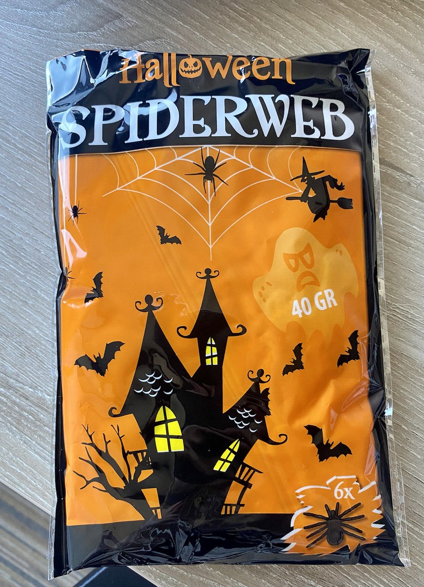 Halloween | Spinnenweb | Inclusief 6 spinnen | 40 gram - Spiderweb